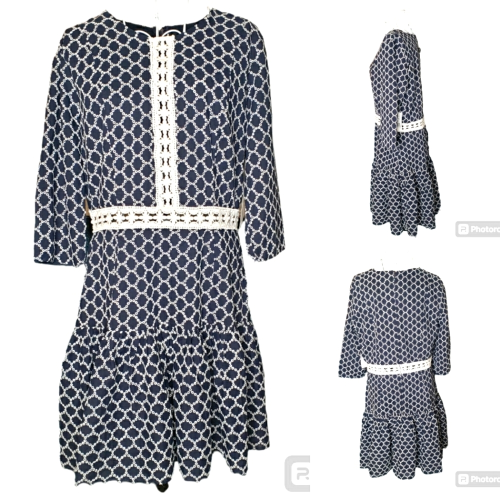 NWT Alexia Admor Embroidered Floral Crochet Eyelet Detail Dress Size 14
